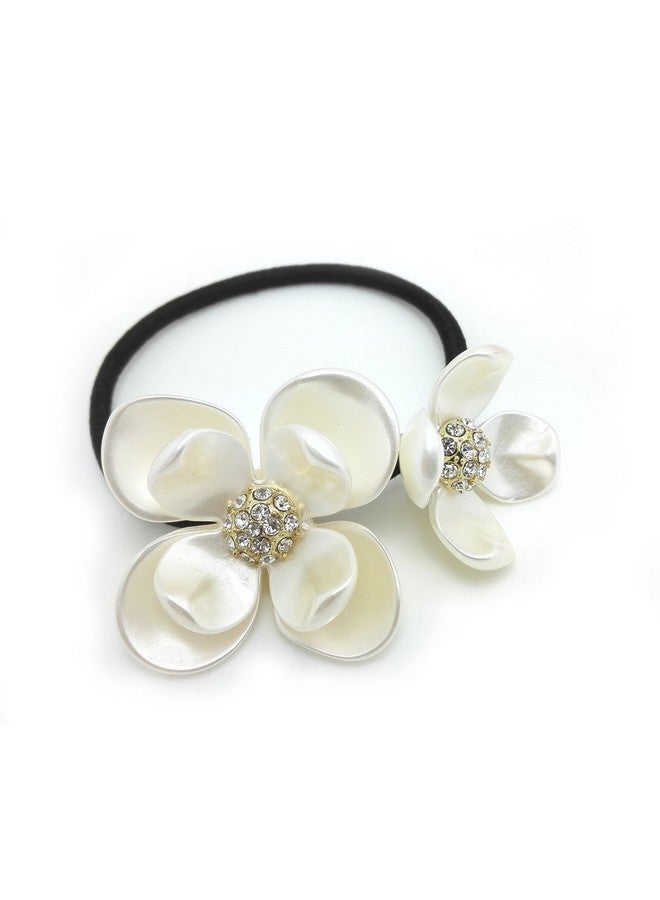 Meilliwish Crystal Flowers Ponytail Holder Hair Tie (B79) - Image 1