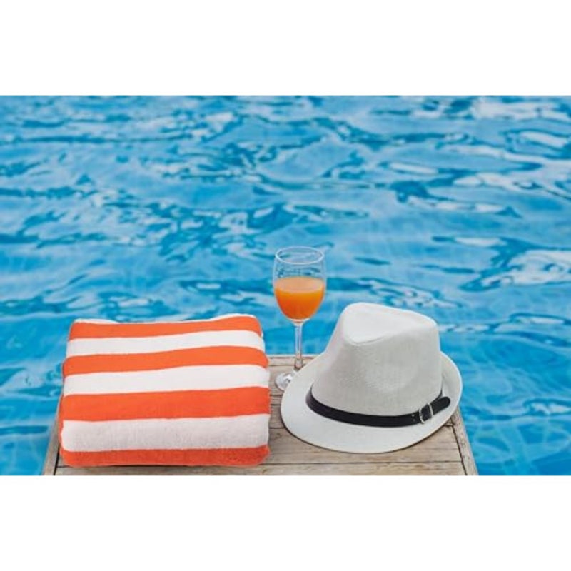 Oversized Beach Towels 2 Pack, 90x180 cm - Extra Large 100% Cotton Summer Pool Cabana Stripe Highly Absorbent and Soft Towel (Beach Towel - 2PC, Orange) - Image 5