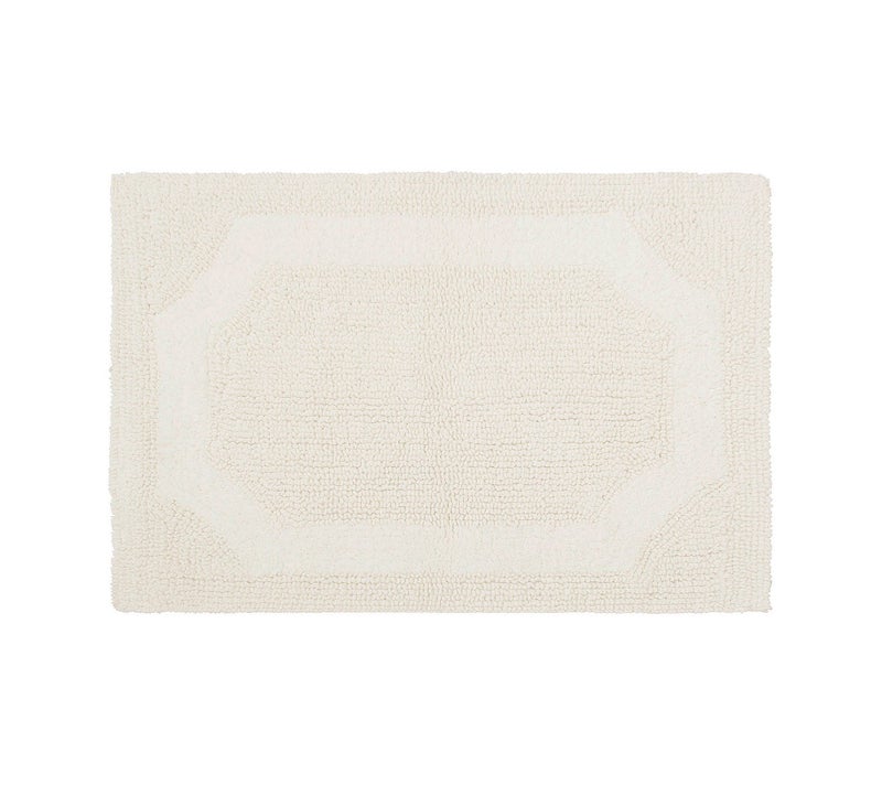 Laura Ashley - Reversible Cotton Bath Mat, Premium Bathroom DÃ©cor, Machine Washable Bathroom Rug, Highly Absorbent, 21"x34", Ivory - Image 1