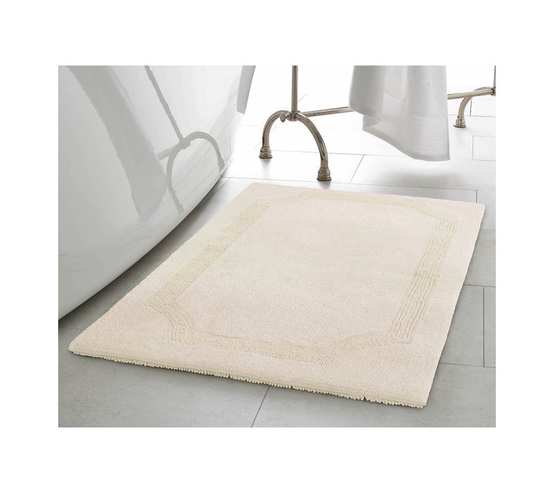 Laura Ashley - Reversible Cotton Bath Mat, Premium Bathroom DÃ©cor, Machine Washable Bathroom Rug, Highly Absorbent, 21"x34", Ivory - Image 3
