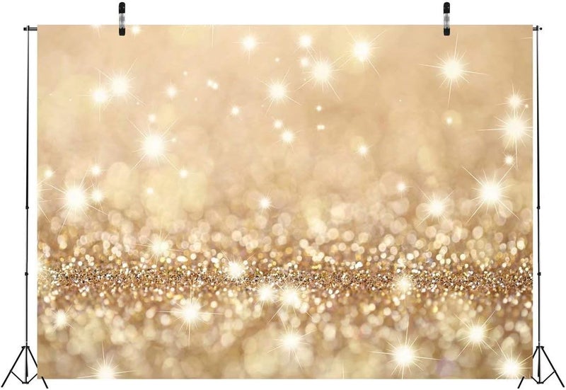BELECO 10x6.5ft Fabric Bokeh Gold Backdrop Golden Glitter Holidays Twinkle Lights Background Gold Spot Sparkles Photography Backdrop for Party Wedding Birthday Photoshoot Kids Newborn Photo Props - Image 3
