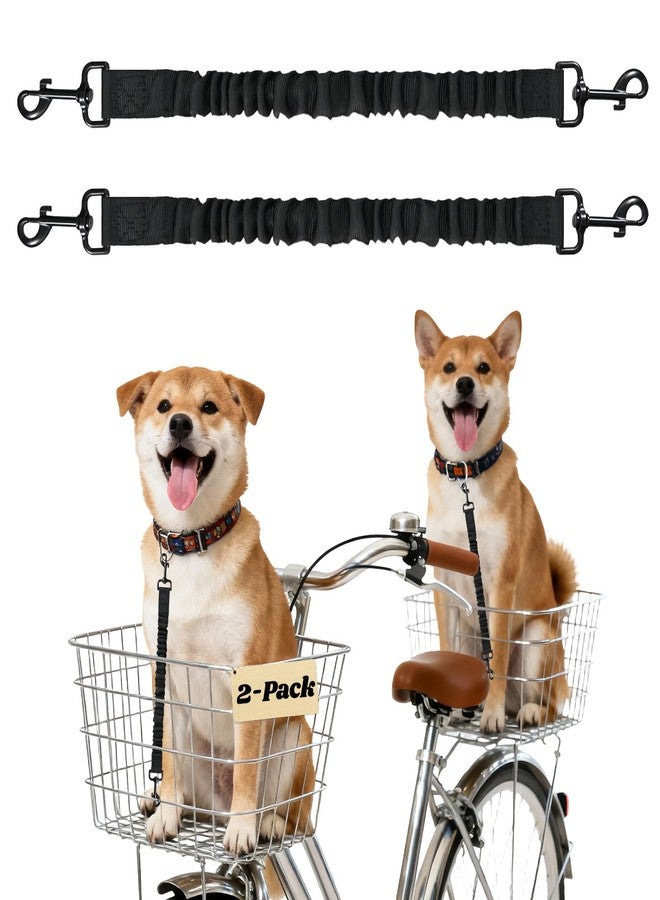 MiToBeLe 2Pack Dog Seat Belt for Bike Basket,Retractable Pupper Leash for Bike Basket,Canine Bikes Basket Leash,Elastic Pet Seat Belt for Dogs,Seatbelt Leashs for Dogs (Black) - Image 1