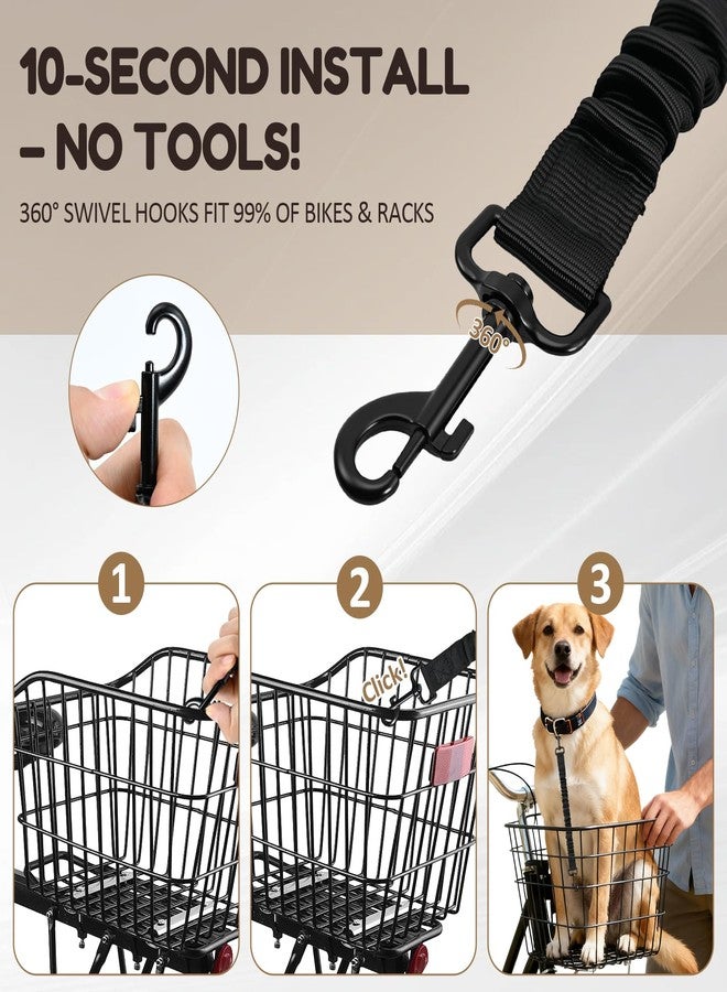 MiToBeLe 2Pack Dog Seat Belt for Bike Basket,Retractable Pupper Leash for Bike Basket,Canine Bikes Basket Leash,Elastic Pet Seat Belt for Dogs,Seatbelt Leashs for Dogs (Black) - Image 3