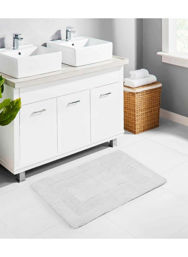 Cotton Craft 2 Piece Reversible Step Out Bath Mat Rug Set 17x24 White, 100% Pure Cotton, Super Soft, Plush & Absorbent, Hand Tufted Heavy Weight Construction, Full Reversible, Rug Pad Recommended - Image 2