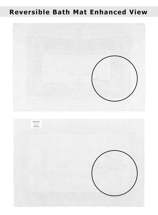 Cotton Craft 2 Piece Reversible Step Out Bath Mat Rug Set 17x24 White, 100% Pure Cotton, Super Soft, Plush & Absorbent, Hand Tufted Heavy Weight Construction, Full Reversible, Rug Pad Recommended - Image 4