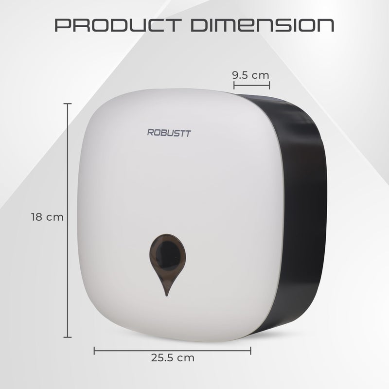 Robustt Wall-Mounted Jumbo Role Hand Tissue Dispenser - White (with 4 Adhesive Hooks) | Durable ABS Material | Space-Saving Design | Water-Resistant | Key Locking System (Pack of 1) - Image 5