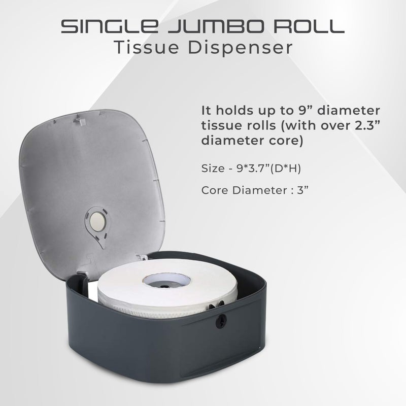 Robustt Wall-Mounted Jumbo Role Hand Tissue Dispenser - White (with 4 Adhesive Hooks) | Durable ABS Material | Space-Saving Design | Water-Resistant | Key Locking System (Pack of 1) - Image 2