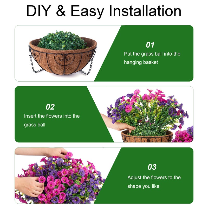 Ivydale 2 Set Artificial Flowers Hanging Baskets for Outdoors Fake Spring Plants, 24 Pcs UV Resistant Faux Silk Morning Glory with 2 Hanging Planters Look Real for Outside Porch Patio Outdoor Decor - Image 5