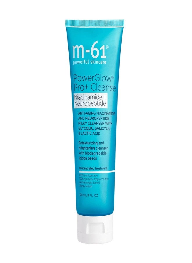 m-61 PowerGlow Pro+ Niacinamide+Neuropeptide Cleanse - Anti-aging niacinamide and neuropeptide milky cleanser with gentle physical exfoliators, glycolic, salicylic and lactic acid - Image 1