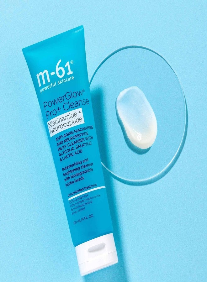 m-61 PowerGlow Pro+ Niacinamide+Neuropeptide Cleanse - Anti-aging niacinamide and neuropeptide milky cleanser with gentle physical exfoliators, glycolic, salicylic and lactic acid - Image 4