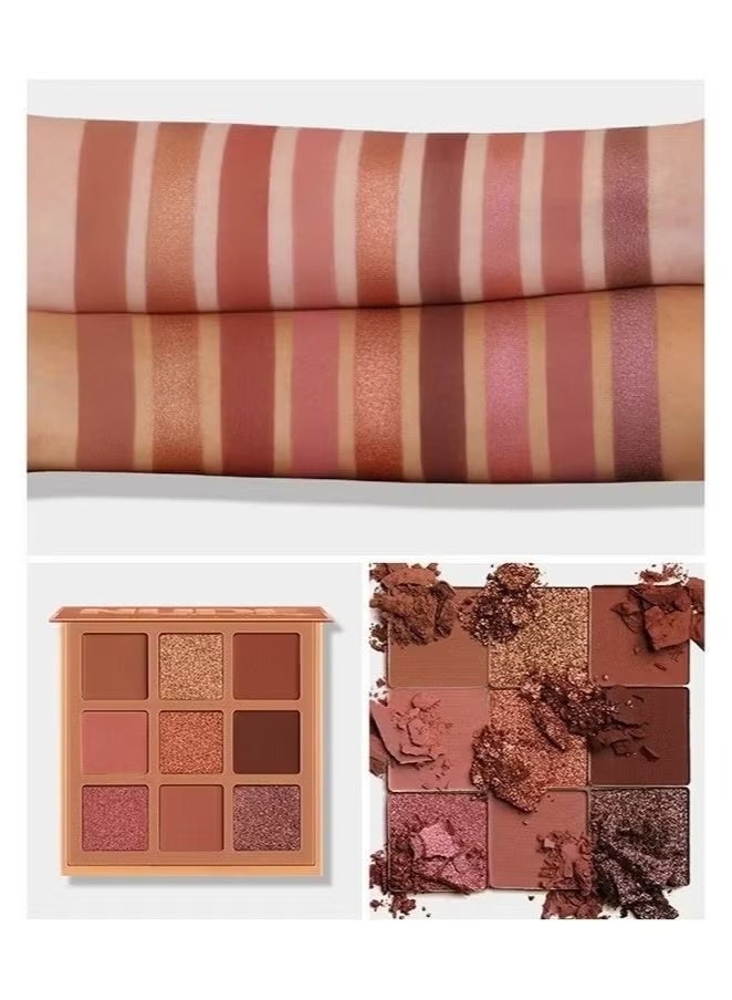 LANGMANNI 9 Color Pink Nude Light Warm Color Eyeshadow Palette Makeup, Glitter Matte Natural Neutral Colorful Eyeshadow Waterproof Long Lasting Natural Mixing Pigment Makeup - Image 3