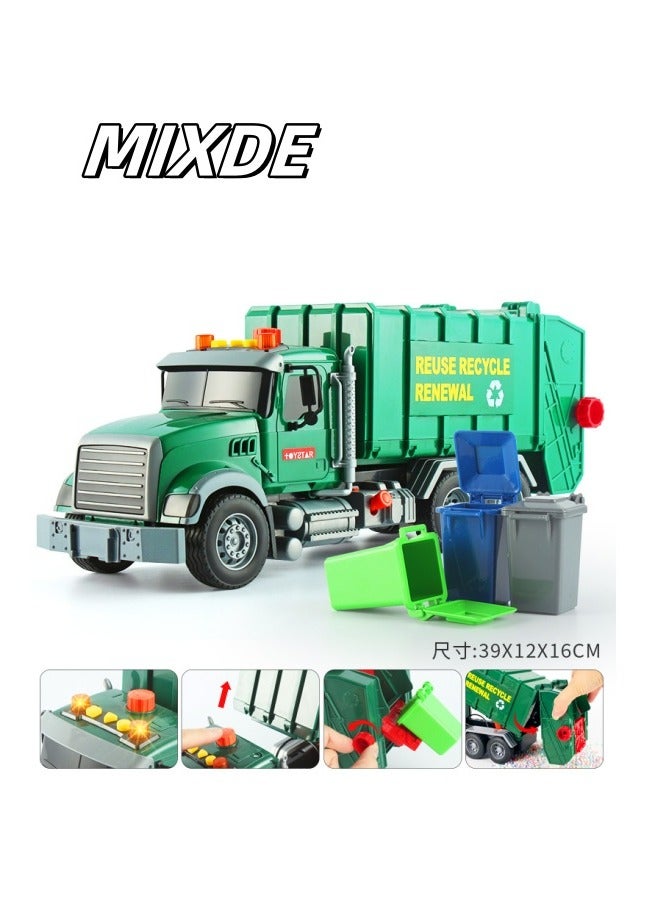 ميكسد شاحنة نفايات هندسية مزودة بأضواء وأصوات مجموعة ألعاب شاحنة إعادة تدوير القمامة - Image 1
