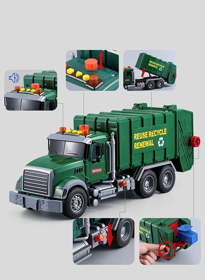 ميكسد شاحنة نفايات هندسية مزودة بأضواء وأصوات مجموعة ألعاب شاحنة إعادة تدوير القمامة - Image 4