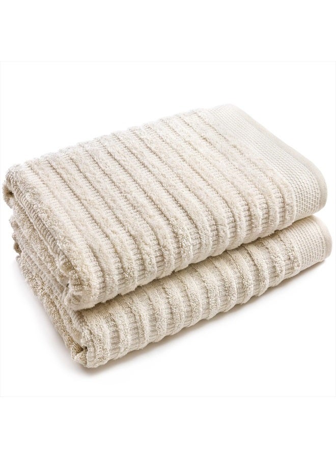 Softerry Pure Organic Cotton Bath Towel Set - 100% Soft Cotton - Extra Absorbent and Durable - 500 GSM Quick Dry - Luxury Hotel & Spa Quality - Fade Resistant - Eco Friendly (Natural, Set of 2 Bath) - Image 1