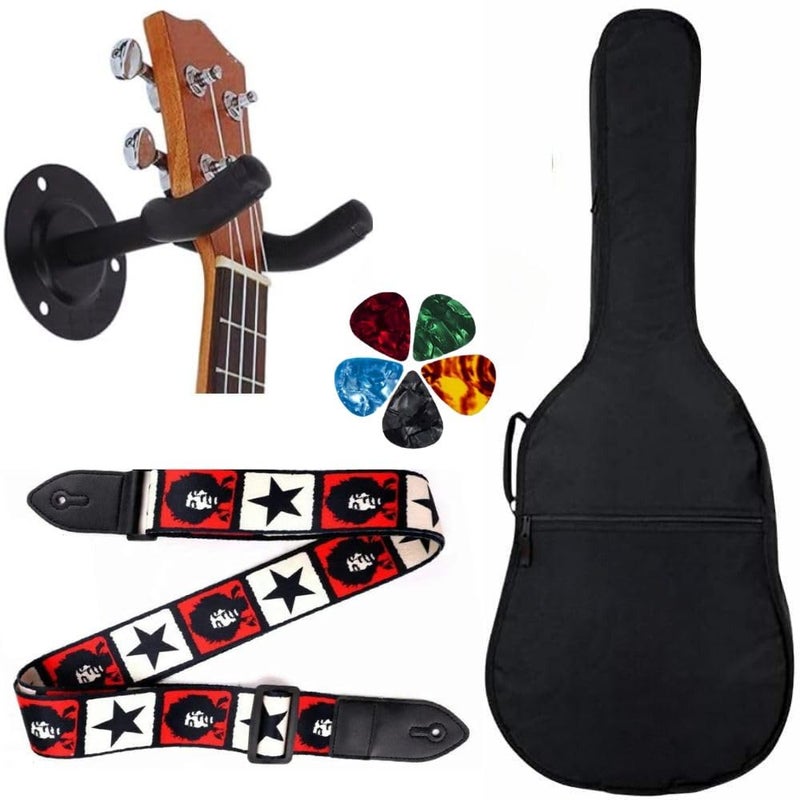 Mocking Bird Acoustic Guitar Bag Foam Padded Guitar Cover for 38, 39, 40, 41 inch with Adjustable Guitar Strap Wall Mount Hanger and Guitar Picks for Acoustic Electric Bass Guitar case (Bob Marley) - Image 1