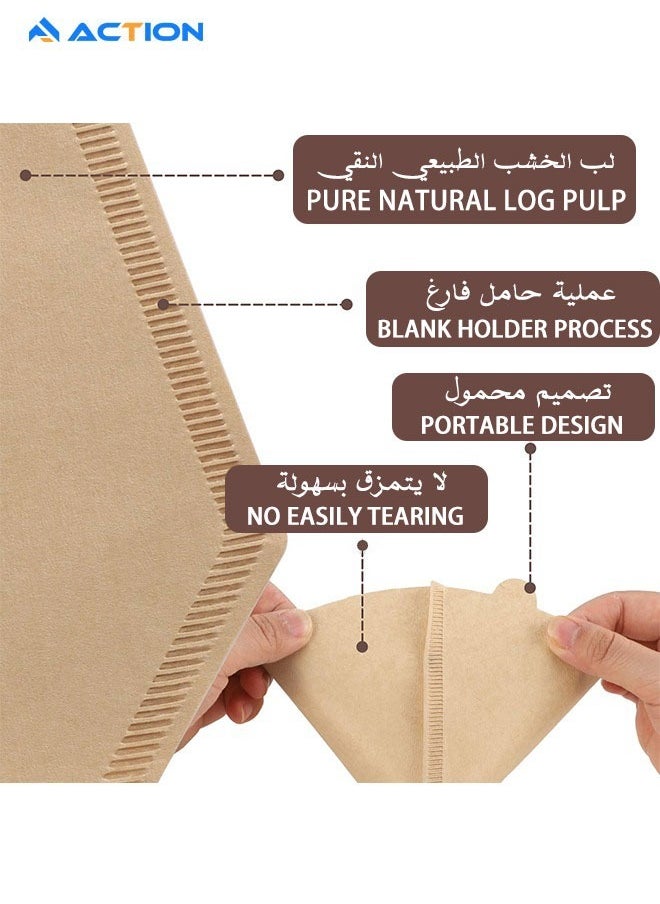V60 Coffee Filter paper, Disposable Coffee Filters 2-6 Cup, Unbleached Natural Cone Coffee Filters, No Blowout Small Coffee Filters Paper for Pour over Coffee Dripper and Coffee Maker (100pcs)