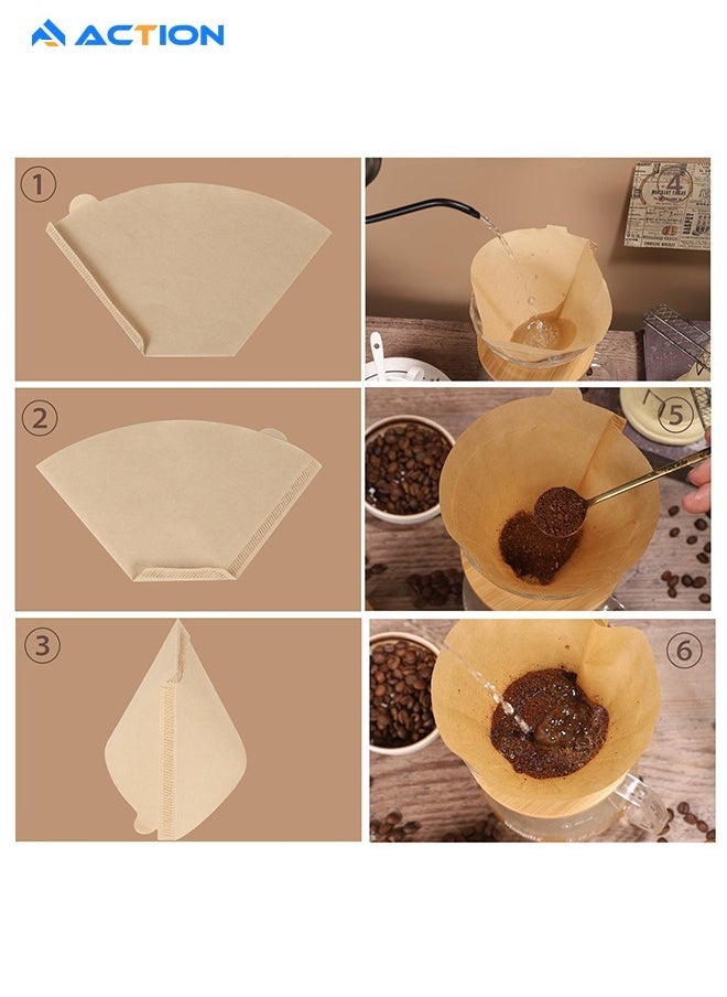 V60 Coffee Filter paper, Disposable Coffee Filters 2-6 Cup, Unbleached Natural Cone Coffee Filters, No Blowout Small Coffee Filters Paper for Pour over Coffee Dripper and Coffee Maker (100pcs)