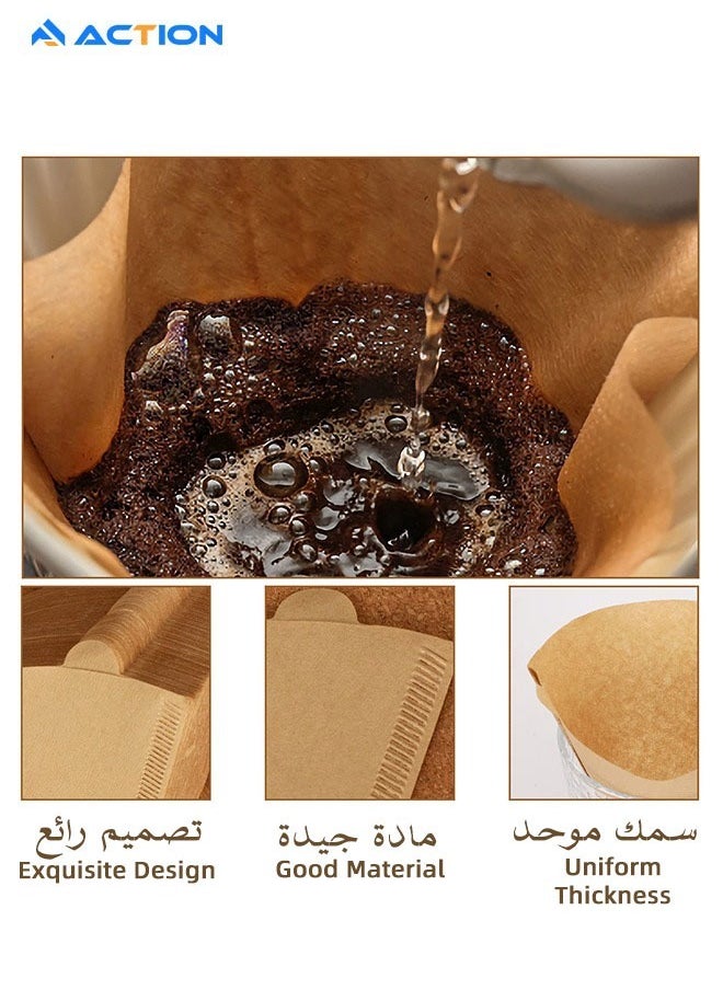 V60 Coffee Filter paper, Disposable Coffee Filters 2-6 Cup, Unbleached Natural Cone Coffee Filters, No Blowout Small Coffee Filters Paper for Pour over Coffee Dripper and Coffee Maker (100pcs)