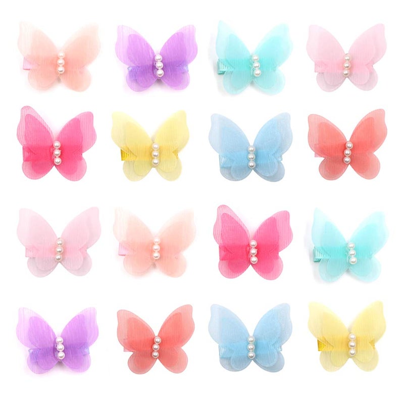 Zapire 16 Packs Baby Girl Hair Clips Chiffon Nonslip Butterfly Clips Barrettes for Girls Baby Kids Children Toddlers Hair Accessories 16 packs - Image 1