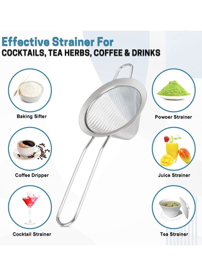 Stainless Steel Fine Mesh Strainer,For Kitchen Tea Coffee Juice Food,Mini Sieve Silver - Image 3