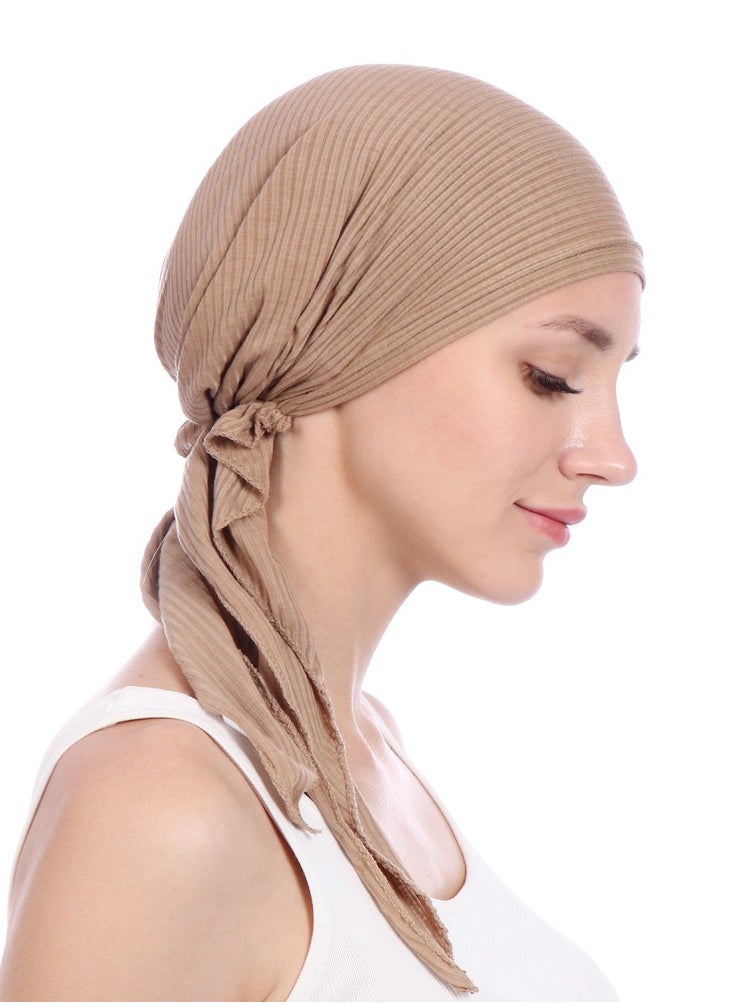 DUNISO - Women Hijab Undercap Islamic Muslim Under Hijab Cap Back Closure Fashion Solid Color Hijab Jersey Headband Inner Under Scarf Hat Hijab Cap with Tie Head Wrap Hat for Women Girls - Image 1