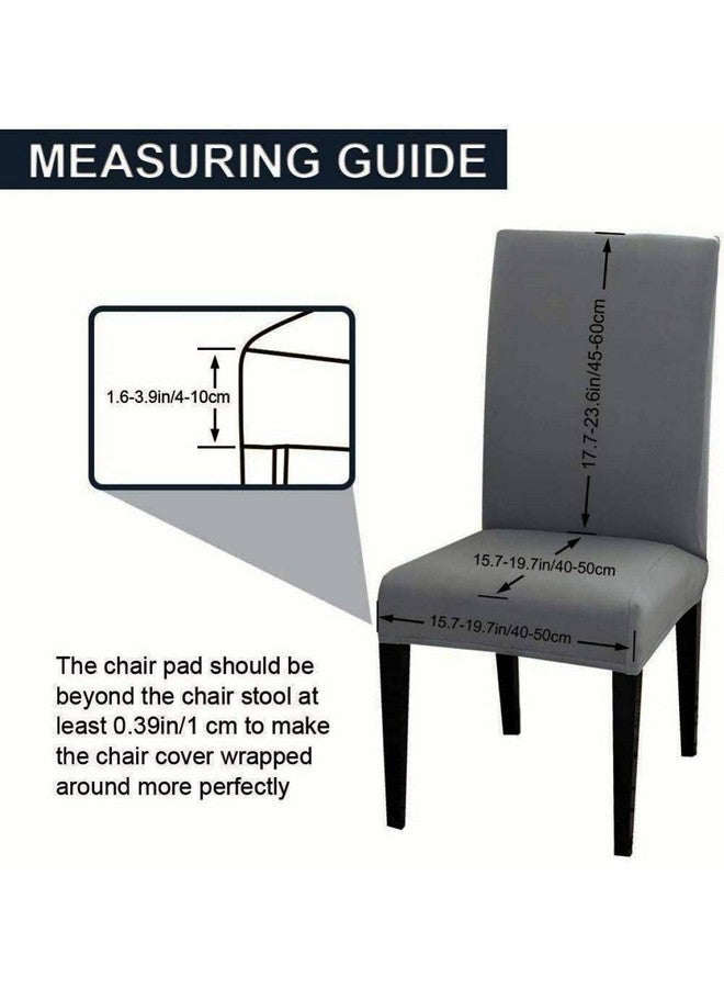 BRIDA Stretchable Polyester Floral Printed Dining Chair Slipcover, Set of 4, Plain Grey - Image 3