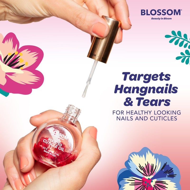 Blossom Cuticle Oil for Nails, Hydrating, Moisturizing, Scented Nail Oil Cuticle Care, Infused with Real Flowers, Made in USA, 0.5 fl. oz, Strawberry - Image 4