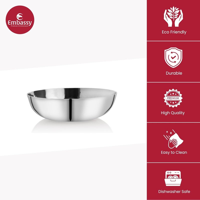EMBASSY Stainless Steel 245 cm Hammered TaslaKadai Without Handle Capacity 25 Litre Size 12 Even Heat Distribution Induction Friendly Ideal for Cooking Curries Stews and More - Image 3