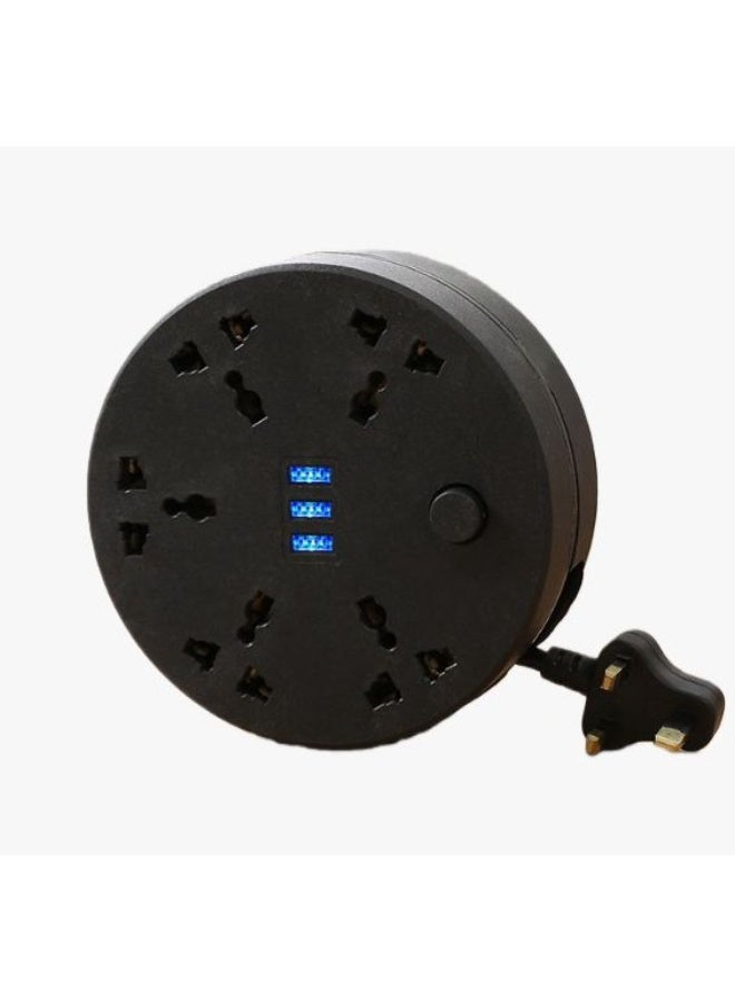 شريط طاقة قابل للسحب - شريط طاقة بخمسة منافذ مع 3 منافذ USB، طوله 6.5 قدم، محطة شحن، حماية من الحمل الزائد، مناسب للمنزل والمكتب وغرفة النوم. - Image 1