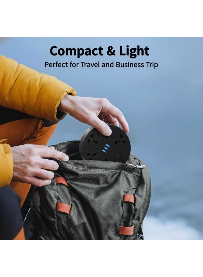 شريط طاقة قابل للسحب - شريط طاقة بخمسة منافذ مع 3 منافذ USB، طوله 6.5 قدم، محطة شحن، حماية من الحمل الزائد، مناسب للمنزل والمكتب وغرفة النوم. - Image 5