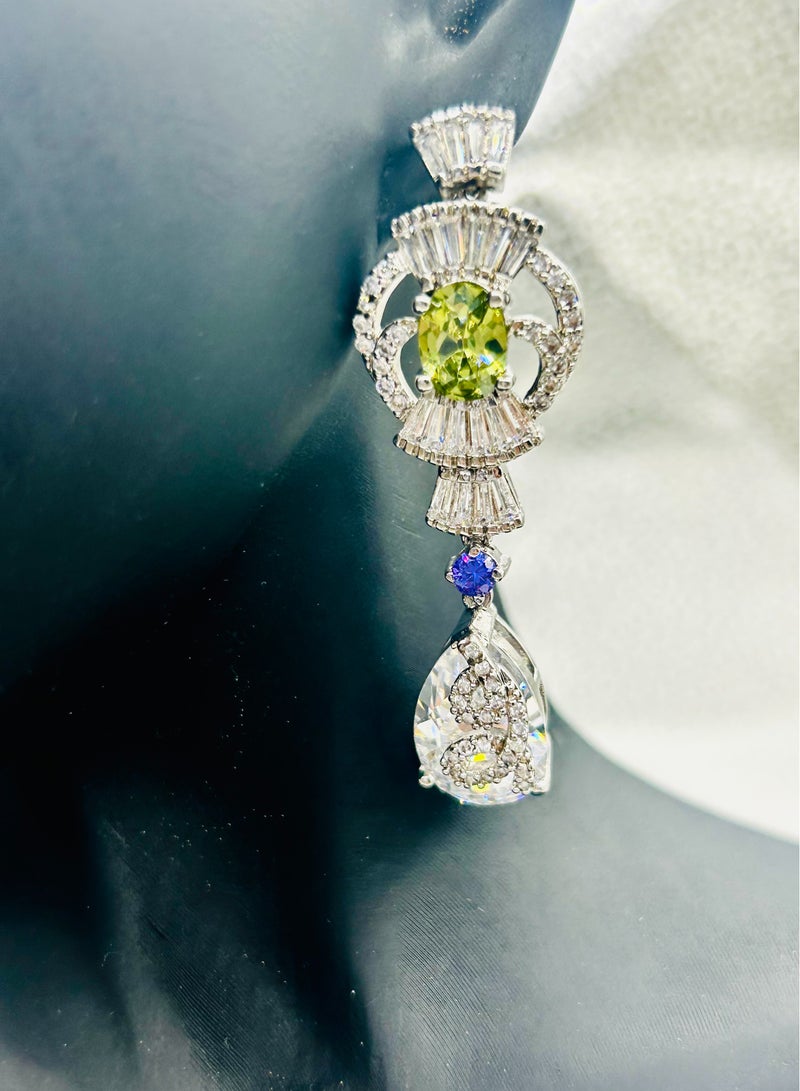Sterling Silver Earrings with Zircon Stones – 5 cm Long – Elegant Jewelry for Women - Image 4