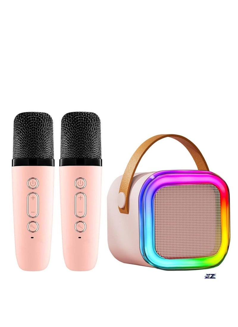 ELTRAZONE New Mini Karaoke Machine for Kids – Portable Bluetooth Karaoke Speaker with 2 Wireless Microphones – Perfect Gift for Girls Ages 4-12+ Years – Fun Birthday Party Toy, Built-in LED Lights, Rechargeable, and Easy to Use for Kids - Image 1