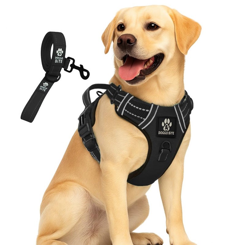 DOGGO BITE Premium Reflective Dog Vest Harness| Soft Breathable| Padded Handle| Adjustable Straps & Luxury Buckle | Soft Padded Mesh | No Pull | No-Choke | Chest 22-30 inch | All Medium Breed 14-22 Kg - Image 1