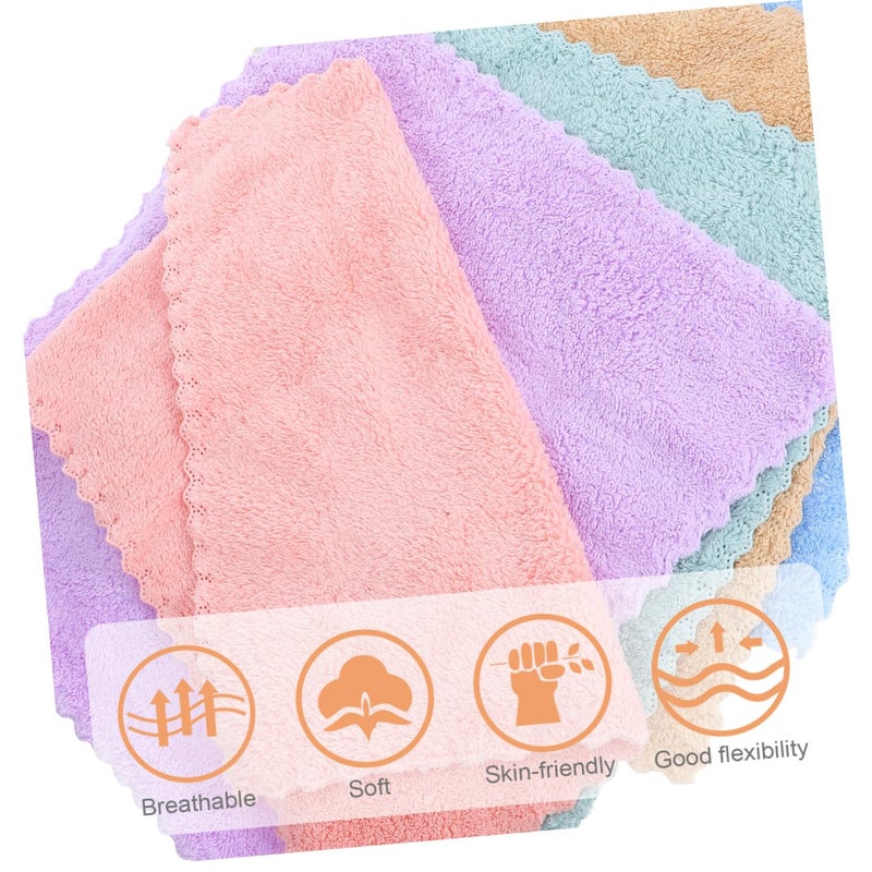 Soft Coral Fleece Face Towels 30x30cm Microfiber Makeup Remover Cloths Set of 10 Multicolor - Image 4