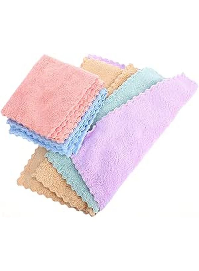 Soft Coral Fleece Face Towels 30x30cm Microfiber Makeup Remover Cloths Set of 10 Multicolor - Image 1