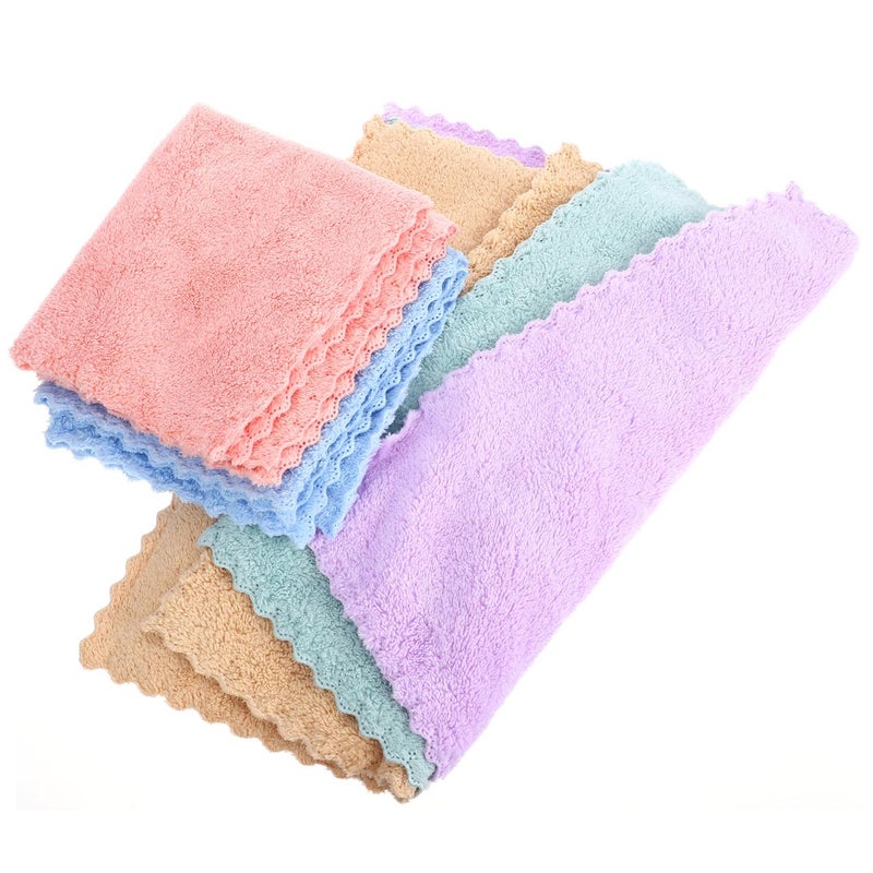 Soft Coral Fleece Face Towels 30x30cm Microfiber Makeup Remover Cloths Set of 10 Multicolor - Image 2