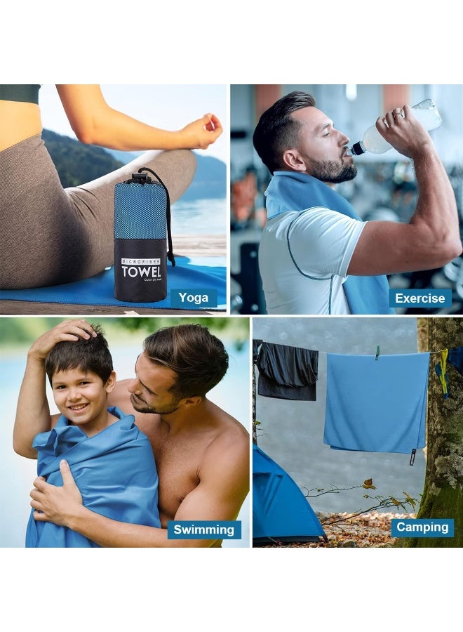 Relex Quick Drying Gym Towel Soft Microfiber Lightweight Sport Sweat Towel Perfect Travel Camping Towel Super Absorbent Ultra Compact for Gym Sport Yoga Backpacking Swimming (Blue, 80x40cm+152x76cm) - Image 5