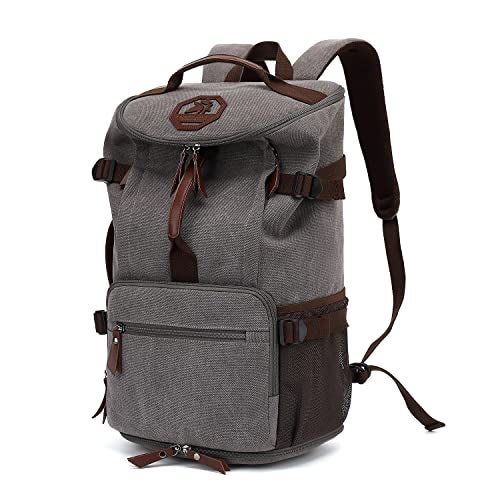 Kalesi Gym Duffle Bag Backpack 4-Way Vintage canvas with Shoes Compartment for travel Sport Hiking laptop (Vintage grey) - Image 1