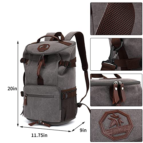 Kalesi Gym Duffle Bag Backpack 4-Way Vintage canvas with Shoes Compartment for travel Sport Hiking laptop (Vintage grey) - Image 2
