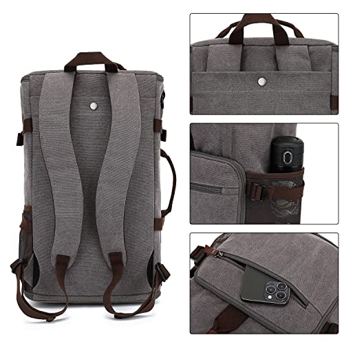 Kalesi Gym Duffle Bag Backpack 4-Way Vintage canvas with Shoes Compartment for travel Sport Hiking laptop (Vintage grey) - Image 3