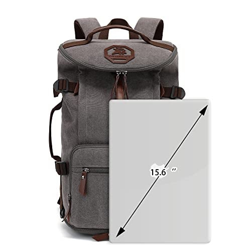 Kalesi Gym Duffle Bag Backpack 4-Way Vintage canvas with Shoes Compartment for travel Sport Hiking laptop (Vintage grey) - Image 4