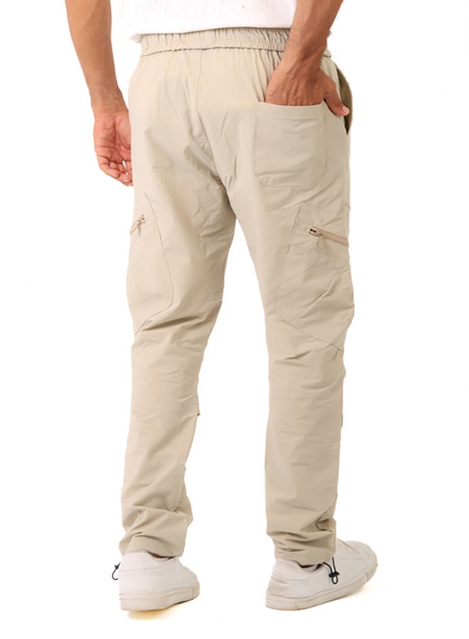 WHITE RABBIT Slip On Plain Beige Practical Joggers - Image 4
