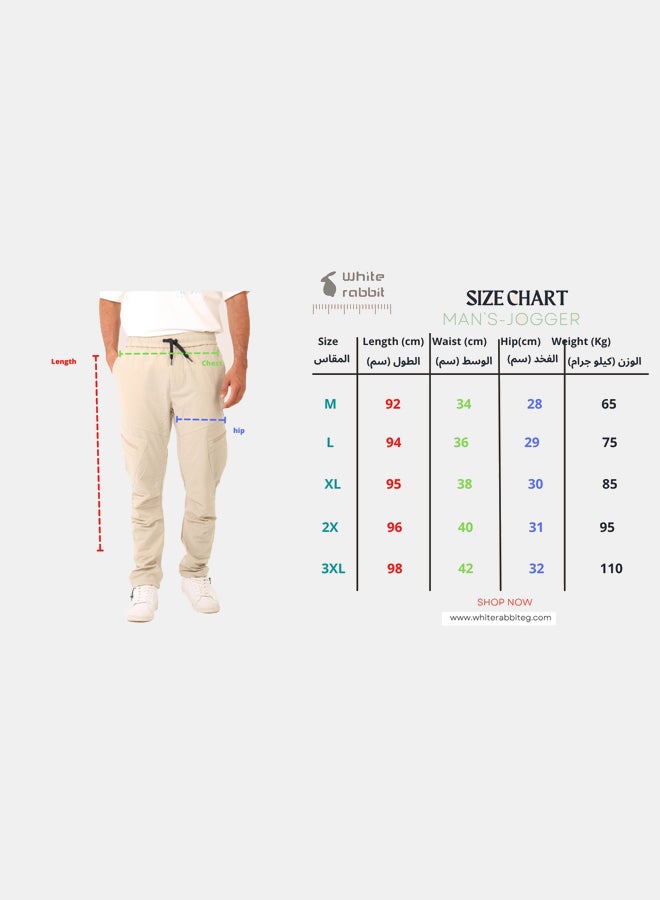 WHITE RABBIT Slip On Plain Beige Practical Joggers - Image 5