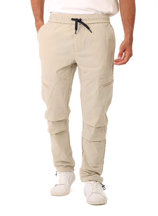 WHITE RABBIT Slip On Plain Beige Practical Joggers - Image 1