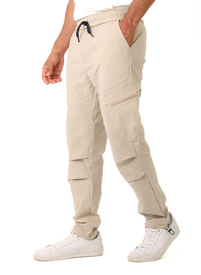 WHITE RABBIT Slip On Plain Beige Practical Joggers - Image 2
