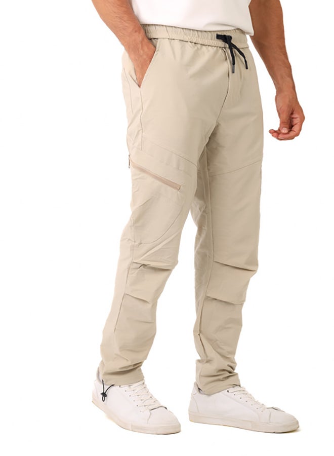 WHITE RABBIT Slip On Plain Beige Practical Joggers - Image 3