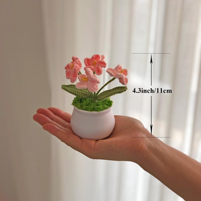Joekaran Crochet Flowers Cute Flower for Mom, Valentines Birthday Gifts for Women and Coworkers, Mother, Teacher, Graduation, Christmas, Desk Decor,Home Office Decoration(Pink Gradient Myosotis) - Image 4
