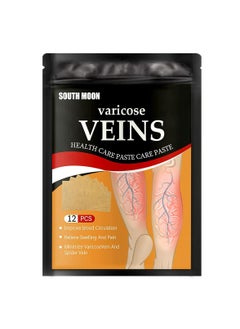 12 Pieces Varicose Veins Patches Relief Phlebitis Angiitis 100% Natural Ingredients Added Eliminate the Appearance of Varicose Veins Vein Inflammation Treatment For Men & Women