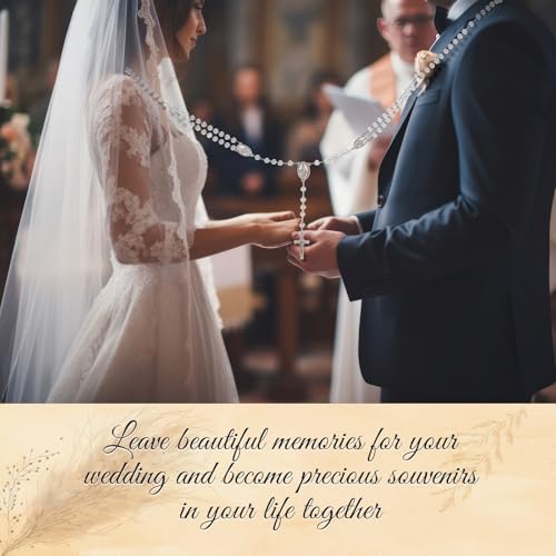 Wowangce Crystal Wedding Lasso for Ceremony Wedding Cord Wedding Lazo with Gift Box De Bodas Arras Rope Lazo para Boda Catolica Bridal Unity Cord Perlas for Filipino Mexico Hispanic Weddings Gift - Image 4