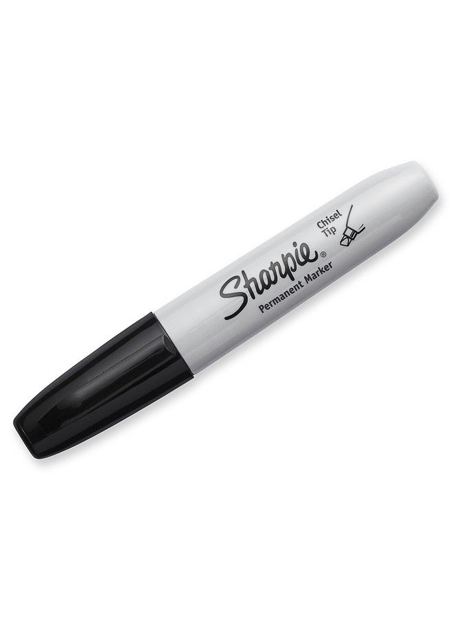 Sharpie Permanent Markers, Chisel Tip Marker Set, Poster Markers, Markers For Wood, Plastic, And More, Black, 12 Count - Image 2
